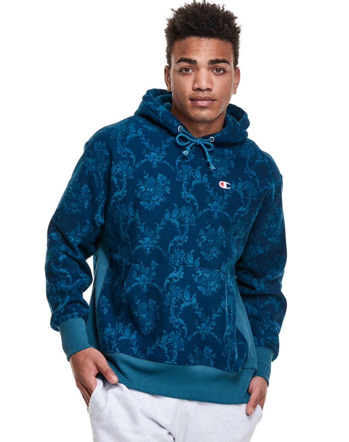 Champion Reverse Weave All Over Print - Miesten Sininen Huppari - Suomi 3076815-SI